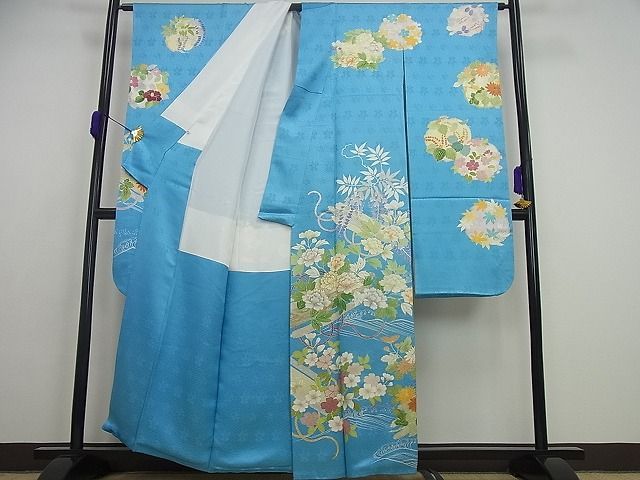 平和屋本店□極上 創業460年・千總 振袖 駒刺繍 筏花文 金彩