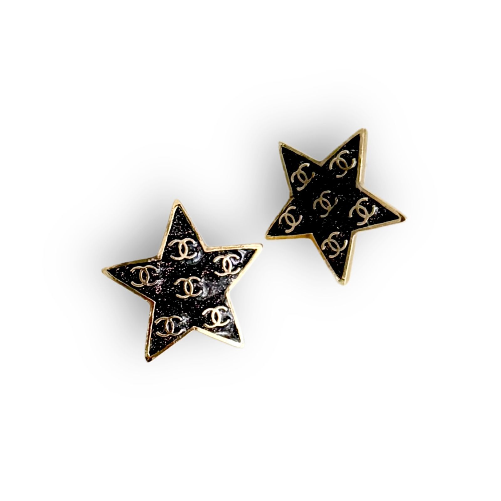 シャネル ラメ GP メッキ ゴールド C24C ココマーク グリッター スター 星 ピアス ゴールド CCマーク エナメル ブラック パープル