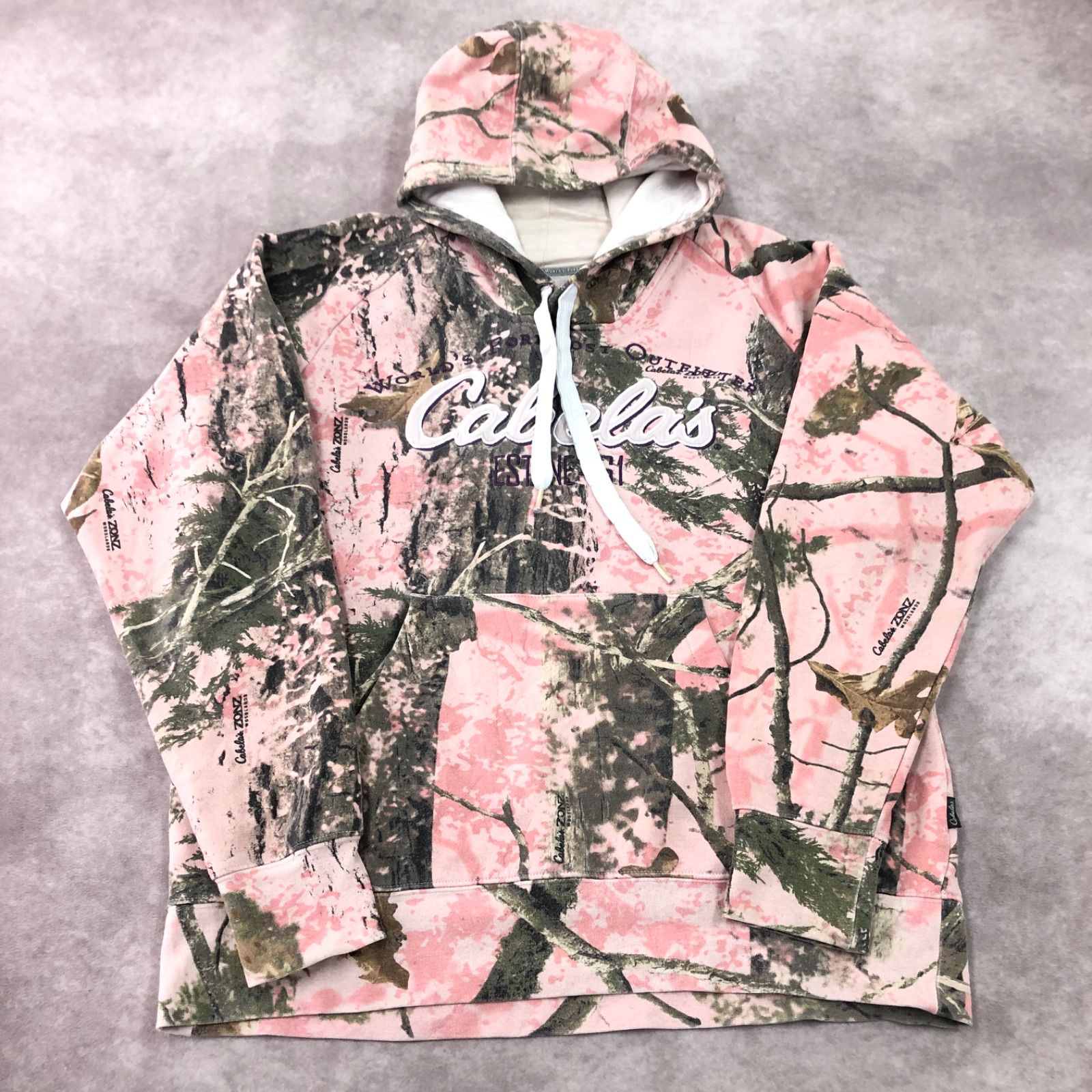 Cabela's カベラス ロゴ 刺繍 枯葉 リアルツリーカモ パーカー