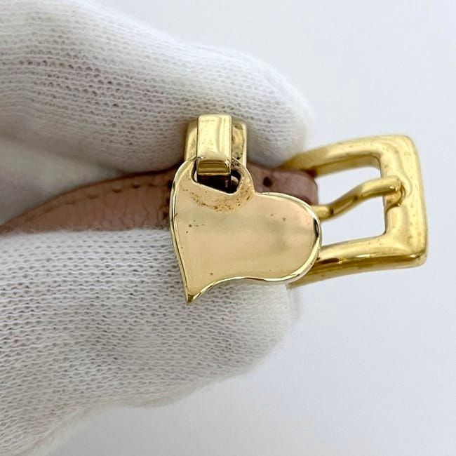 ミュウミュウ ブレスレット ピンク ベージュ 美品 ハート レザー GP 