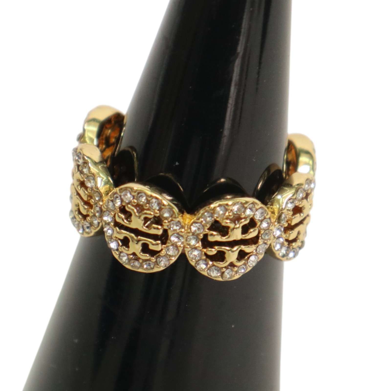 *TORY BURCH*ラインストーン付き リング Tory Burch トリーバーチ ロゴ☆ ラインストーン リング 指輪 Sz