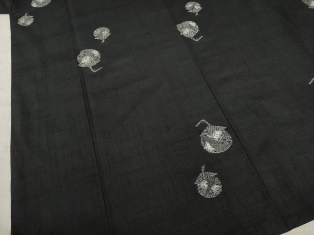 平和屋着物○結城紬 奥順 はたおり娘 茄子 証紙付き 正絹 逸品
