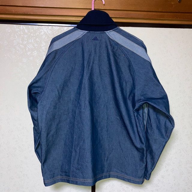 アディダス デニムジャケット Gジャン ブルー 3本ライン メンズ M