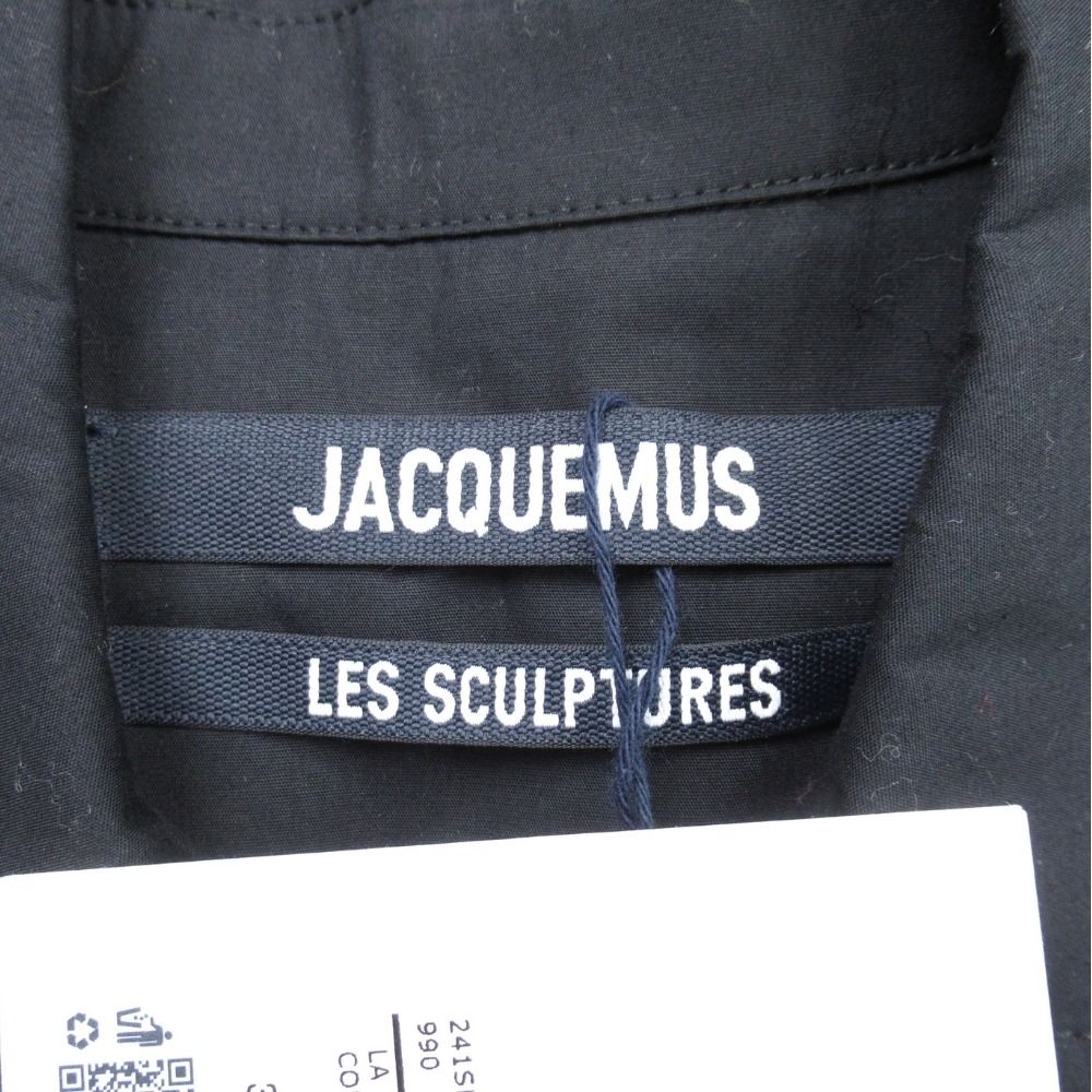 未使用 JACQUEMUS ジャックムス クロップド丈 シャツ ブラウス ドロップショルダー 変形 カットソー 34 黒 ブラック レディース 古着 中古 未使用 JACQUEMUS ジャックムス クロップド丈 シャツ ブラウス