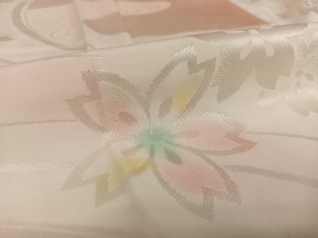 平和屋着物○長襦袢 袷 流水に桜 暈し染め 正絹 逸品 AAAY1591np