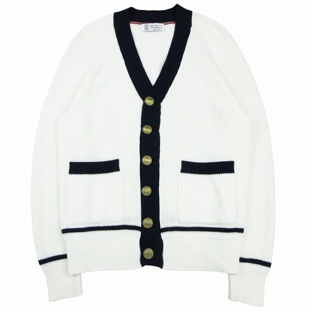 Brunello Cucinelli ブルネロクチネリ 金ボタン ニット バイカラー
