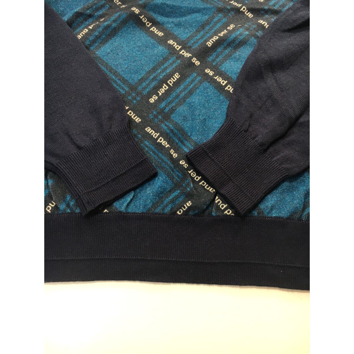 メンズ アンパスィ and per se セーター LL 紺 ネイビー 長袖クルー