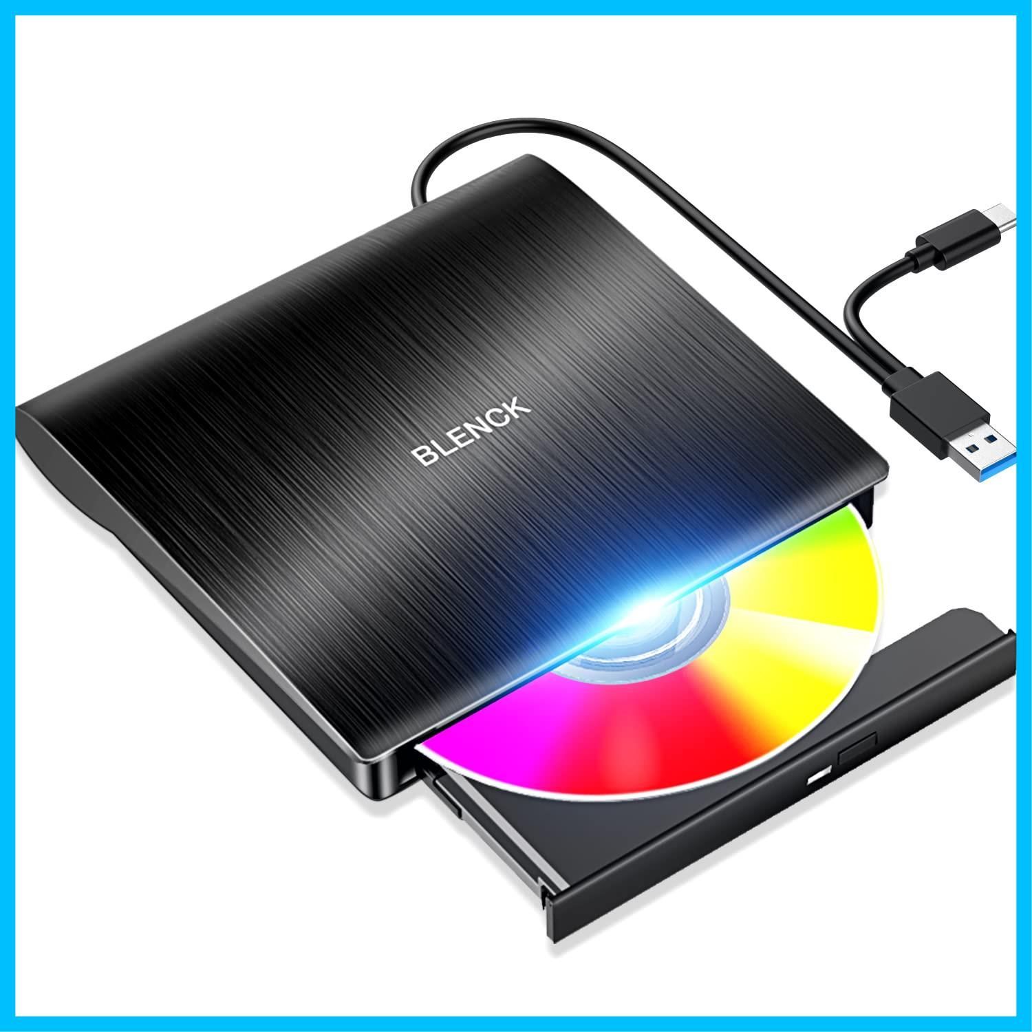 【新着商品】【2023進化バージョン USB3.0】 DVDドライブ 外付け ポータブル CDプレイヤー typeC/USBポート 静音 高速 軽量 スリム コンパクト ノートパソコン 読取・書込 日本語取扱説明書付き