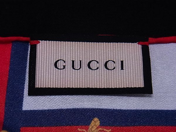 □新品同様□ GUCCI グッチ シルク100％ ビー 蜂 総柄 スカーフ