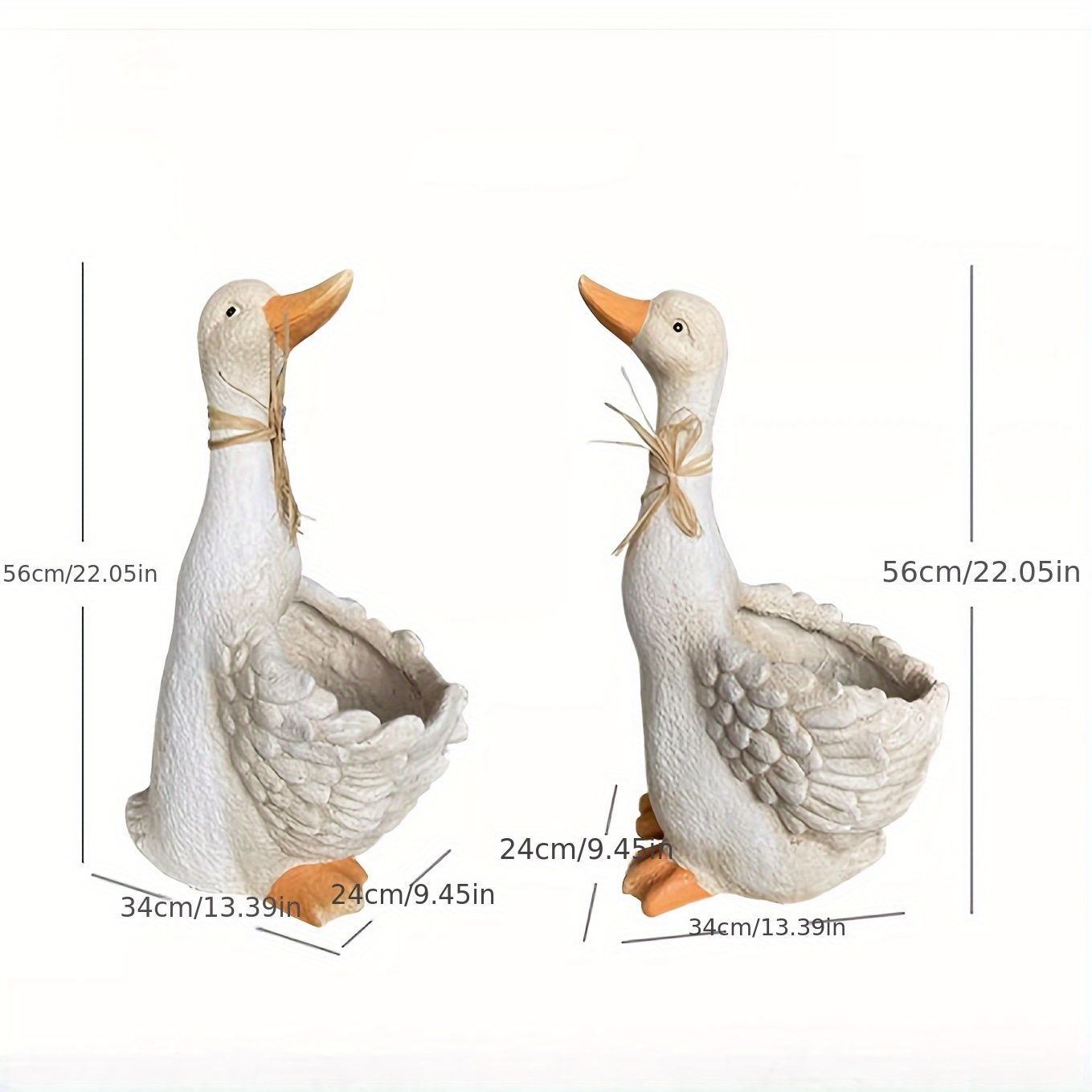 玄関 花を抱えているアヒル