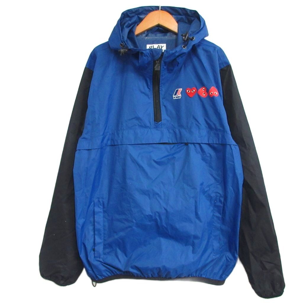 COMME des GARÇONS 青 ジャケット PLAY COMME des GARÇONS: K-WAY HALF ZIP (BLUE) | DSMG E-SHOP