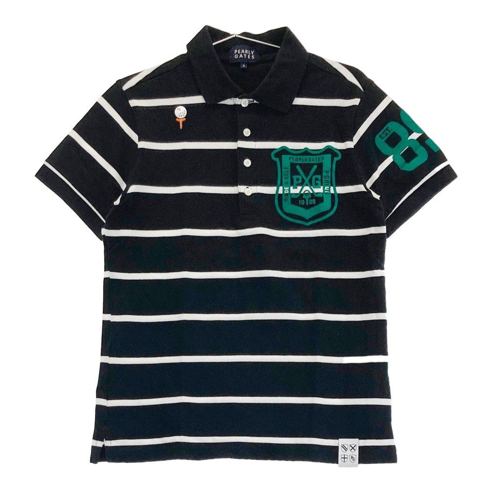 美品✳️PEARLY GATES『ゴルフ ポロシャツ ボーダー 半袖』サイズ4 サイズ：4 PEARLY GATES パーリーゲイツ 半袖ポロシャツ