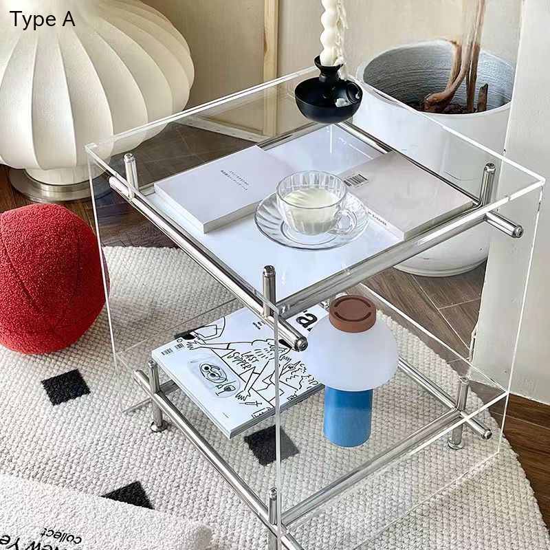 サイドテーブル コーヒーテーブル 収納ラック 台車付き ステンレス製 北欧風 おしゃれ モダン インテリア雑貨 ソファテーブル ベッドサイド リビング 寝室 キッチン ダイニング 書斎 子供部屋 オフィス スタイリッシュ プレゼントにも