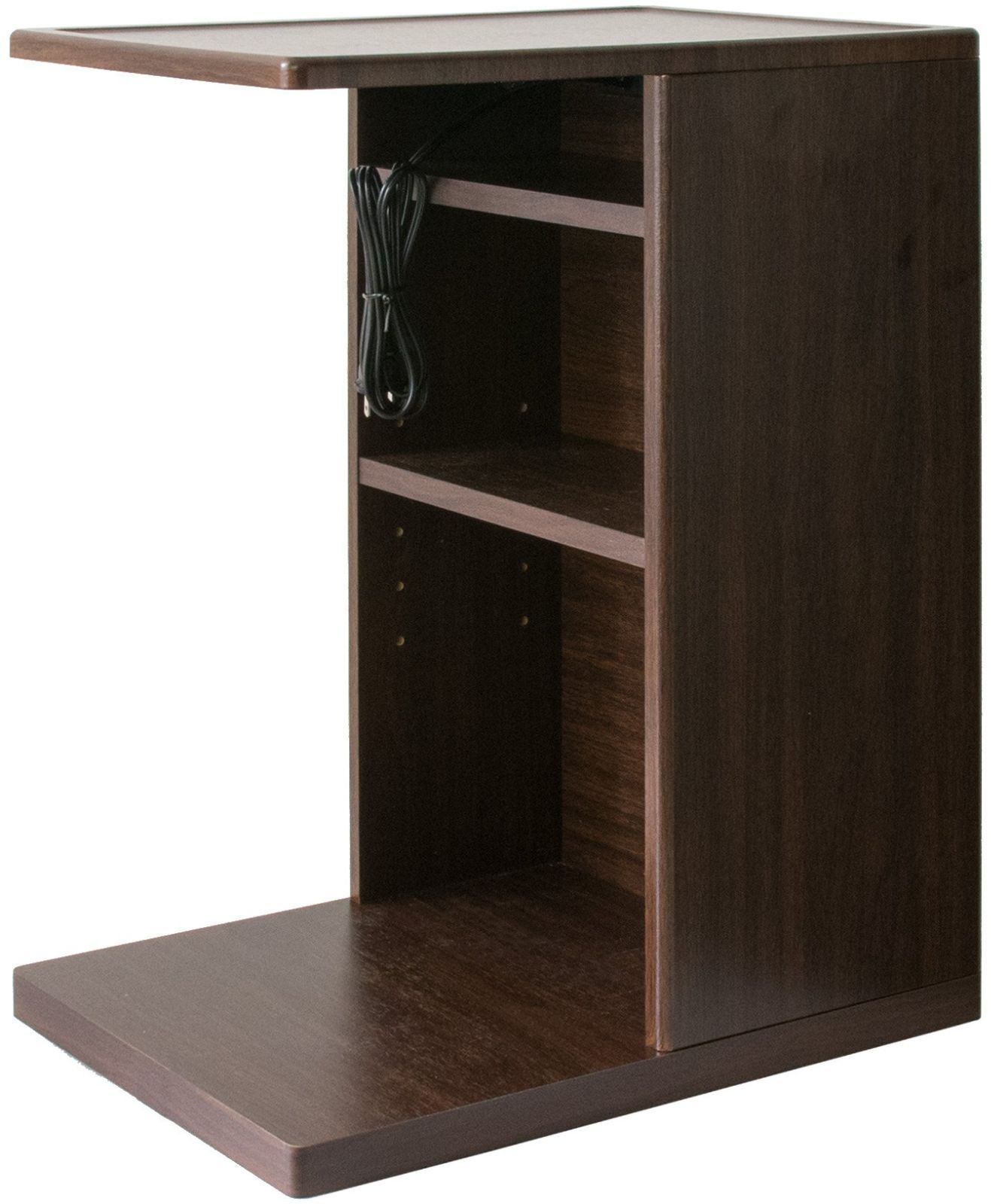 宮武製作所 ソファサイドテーブル Porte 幅30×奥行き40×高さ55cm ブラウン/ブラック 2口コンセント・キャスター付き ST-550