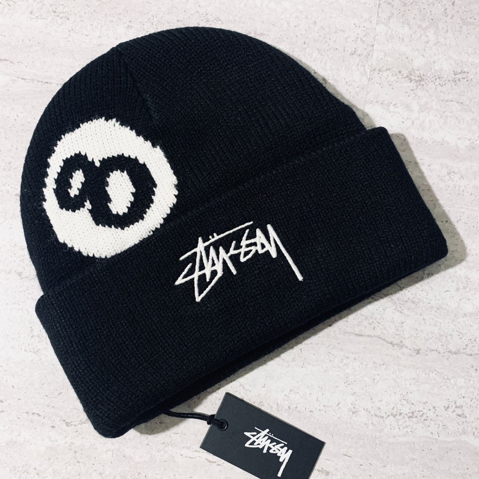 海外限定 ステューシー STUSSY 8ボール ブラック ニット帽 ビーニー - 帽子