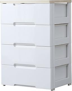 アイリスオーヤマ チェスト 4段 届いてすぐ使える完成品 ラクラク引出し 木天板 幅56×奥行41.5×高さ81cm ホワイト | ナチュラル 白 プラスチック HG-554R 組立不要