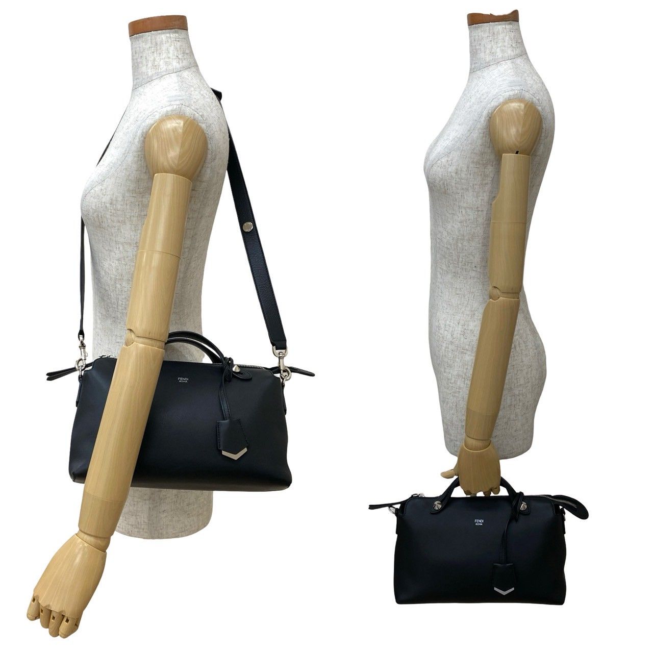 FENDI キャリーケース黒ボストンバッグツーウェイ 極 美品 FENDI フェンディ バイザウェイ ミディアム レザー 本革