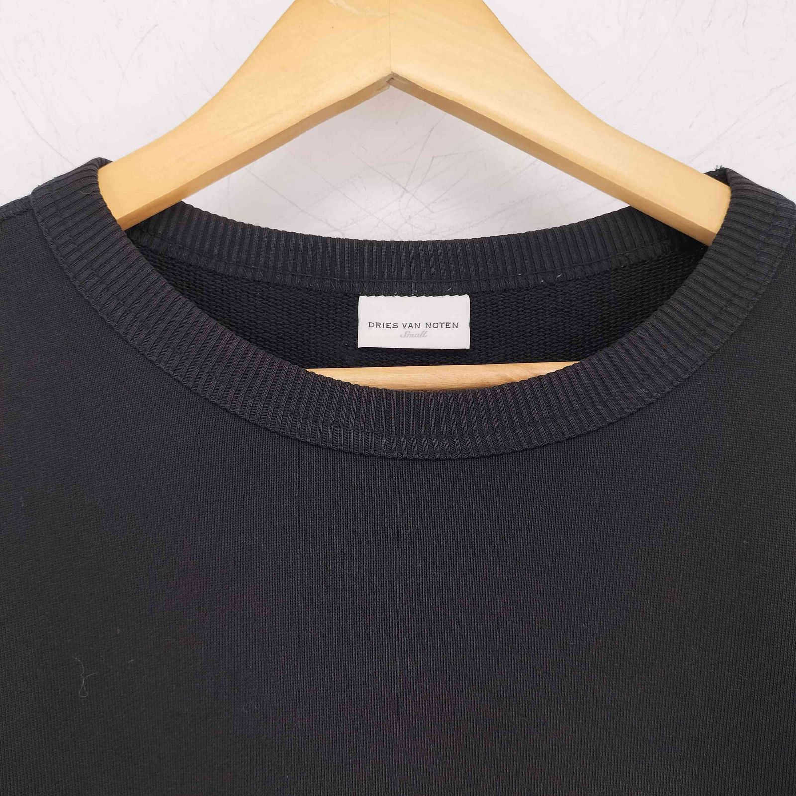 DRIES VAN NOTEN 黒 クルーネック スウェット ドリスヴァンノッテン DRIES VAN NOTEN ギャザー クルーネック