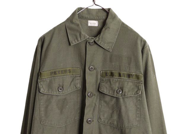 70s 米軍実物 OG107 ユーティリティシャツ シャツ袖 4thモデル 古着 MILITARY 実物 新品 デッドストック 米軍 OG-107 コットンサテン