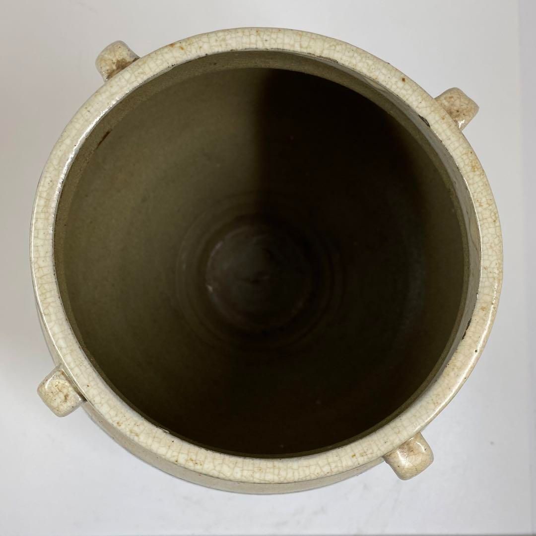 中国明時代 磯州窯 四耳壺 高さ19㎝ 箱付 トヒニト