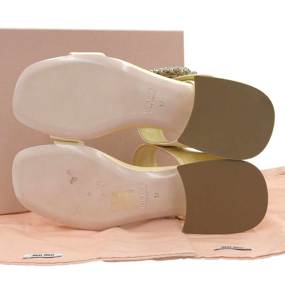 23.5cm ファッション 箱付⭐︎miumiu サテン クリスタル ビジュー サンダル