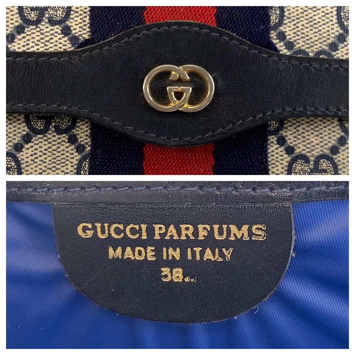 美品 GUCCI グッチ シェリーライン グレー ネイビー GGスプリーム