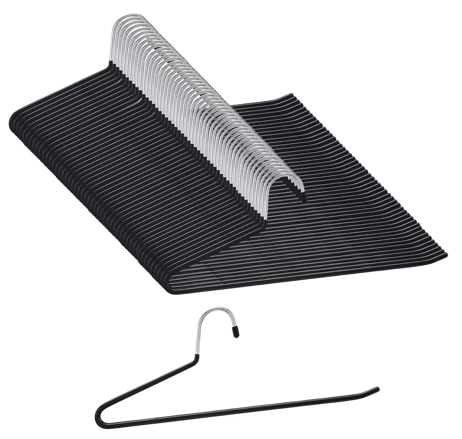 50本組_ブラック HOSUR ズボンハンガー パンツハンガー すべらない 50本組 スラックス用 シングルパンツ 跡がつかない デニム適用 ロングスカート用ハンガー 省スペース 頑丈 ブラック