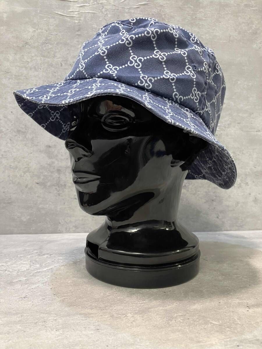 STUSSY monogram buckethat モノグラムバケットハット ネイビー ホワイト ステューシー