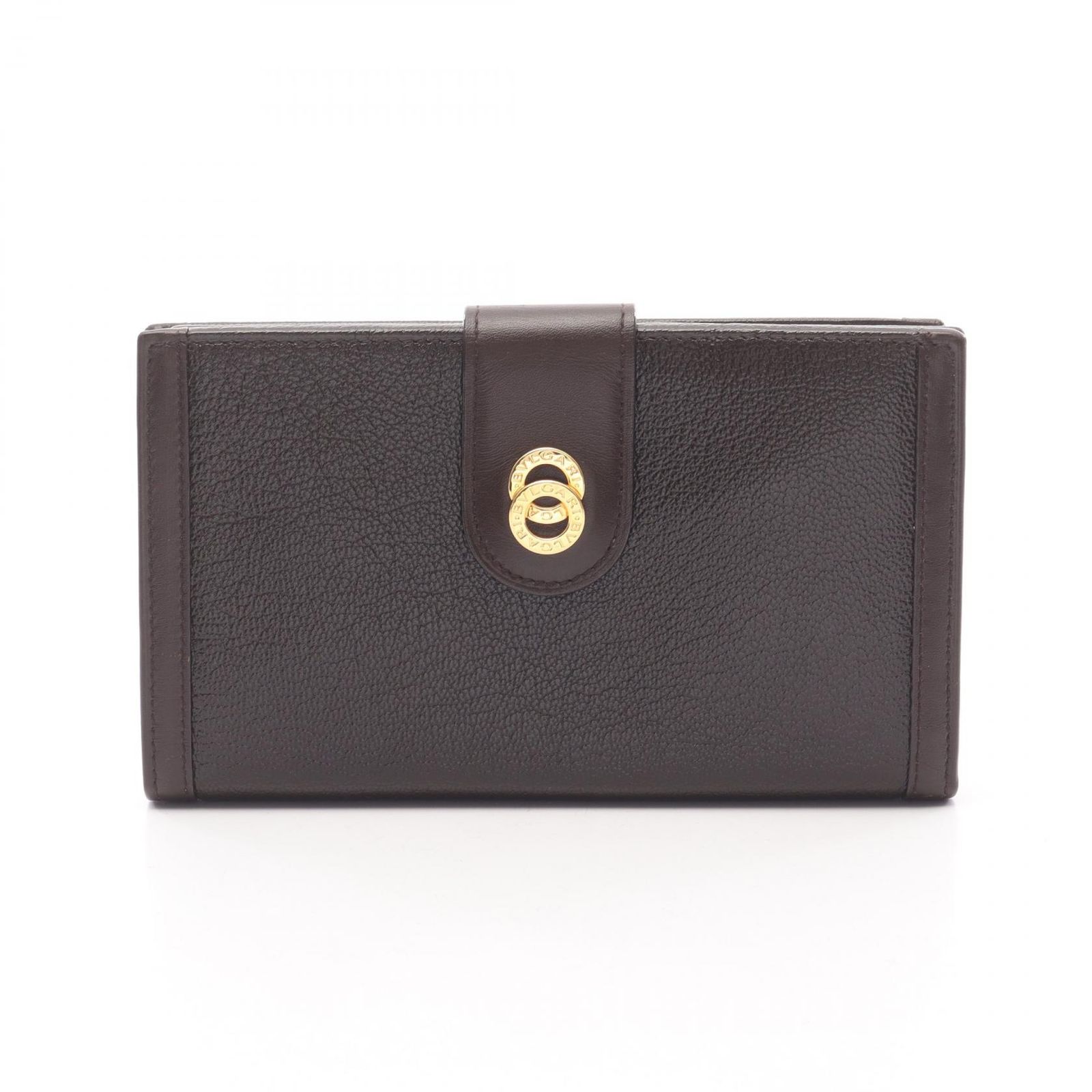 ブルガリ BVLGARI 二つ折り長財布 ドッピオトンド ブラウン レザー 長財布 ユニセックス Used A