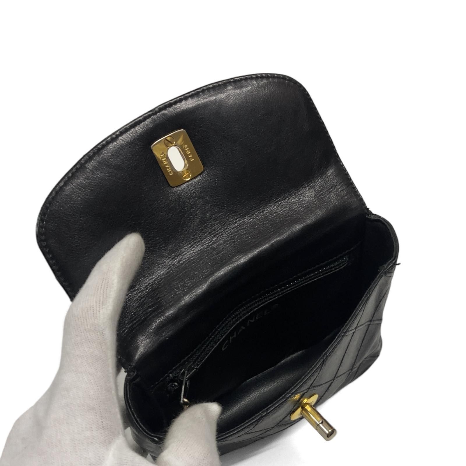 シャネル ビコローレ ラムスキン ウエストポーチ ブラック ゴールド