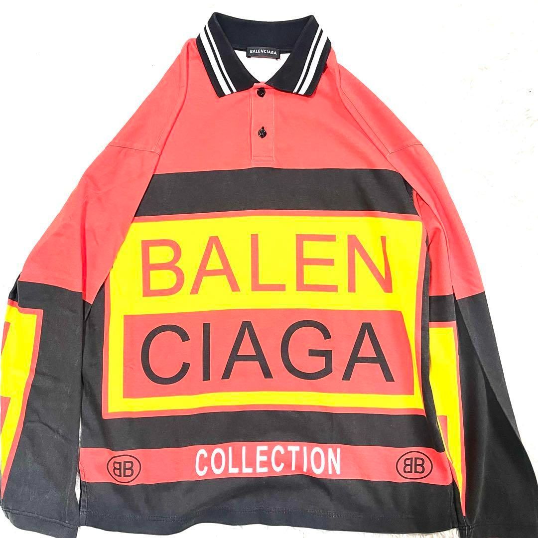 バレンシアガ BALENCIAGA 長袖 ポロシャツ ロゴプリント