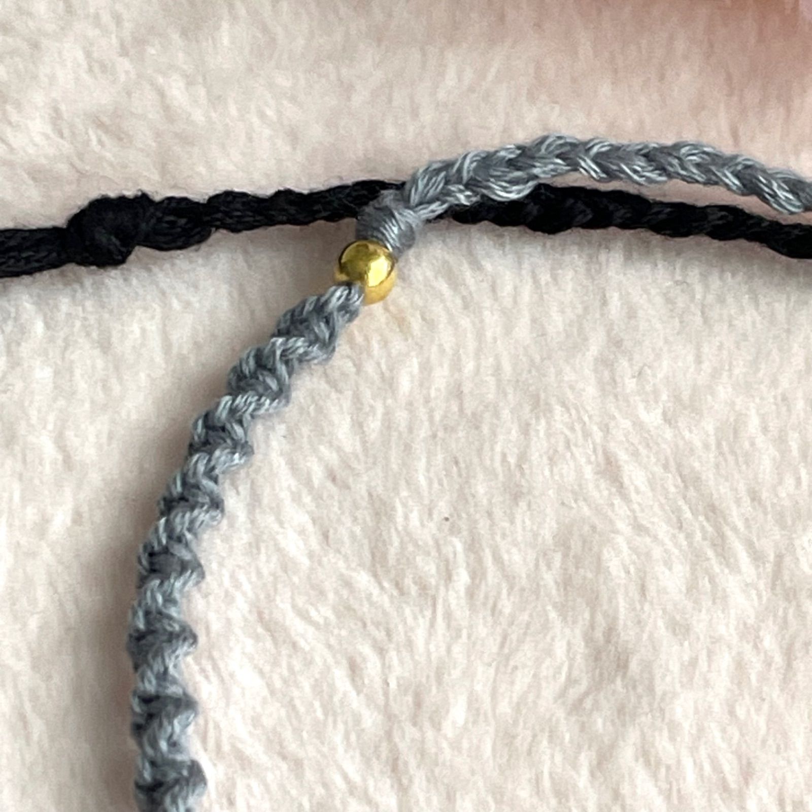 ハンドメイド ミサンガ アンクレット 黒×グレー レディース メンズ