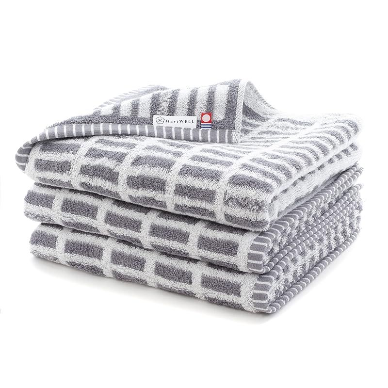 ハートウエル 今治タオル 北欧風ノルディックタオル ミニバスタオル HARTWELL 北欧柄 北欧 小さめ バスタオル シンプル やわらかい ループ付き ループ付きタオル 3枚セット ボックス 幾何学 グレー タオルセット