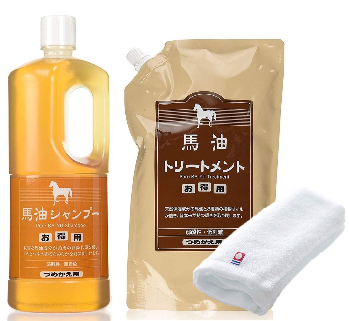 【人気商品】バーユ 旅美人 各1000ｍｌ の詰替え用セット 今治タオル付き】馬油トリートメント アズマ商事【お値段そのまま と 馬油シャンプー