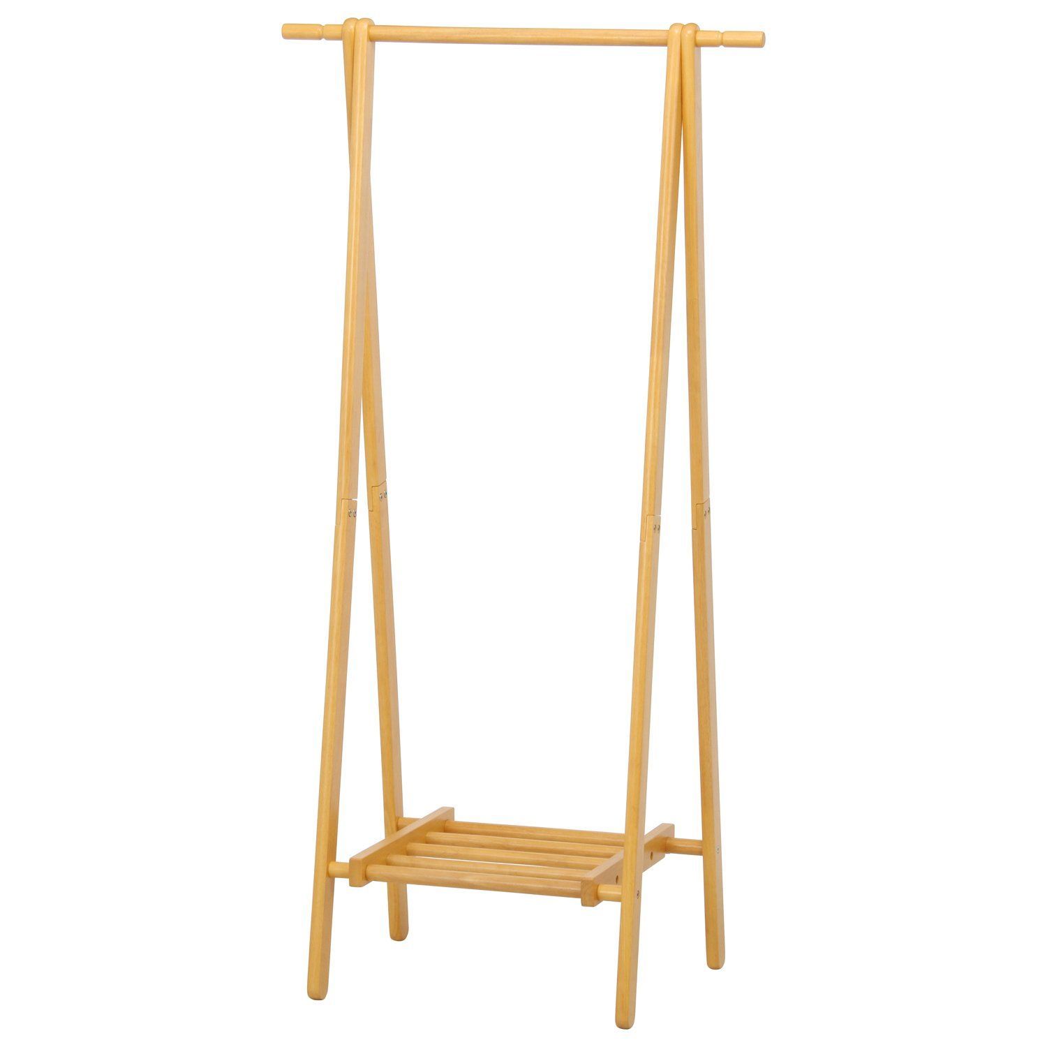 新着商品 ナチュラル 幅75×奥行45×高さ147.8cm 棚付き 木製 スリム 玄関 ハンガーラック コートハンガー 14104 不二貿易