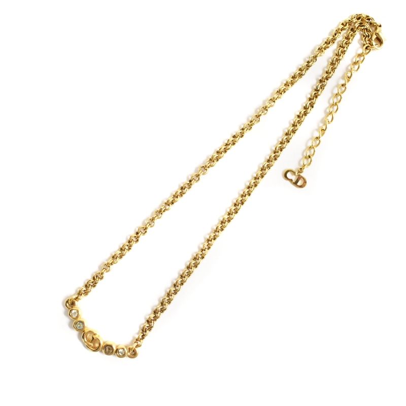 美品 Dior クリスチャンディオール 色石 ゴールド ストーン ネックレス クリスチャンディオール Christian Dior ネックレス ロゴ