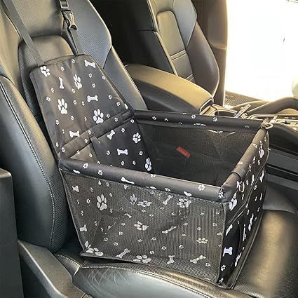 【在庫処分】YEZOND 犬 車 シート 後部座席 ペット用ドライブシート 防水 持ち運び 全車種汎用品 安全ベルト付き (爪足印刷-黒， 40*32*22)