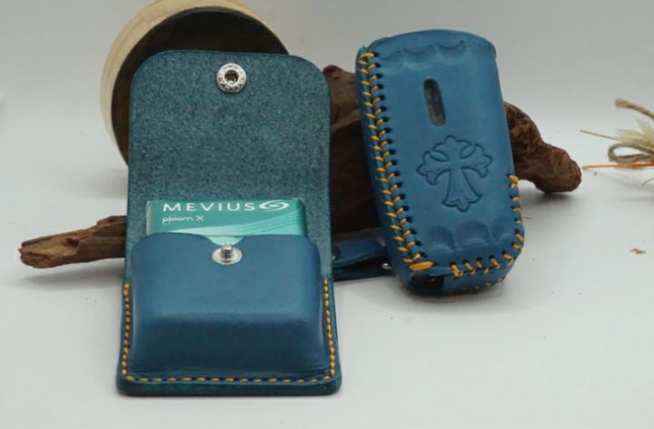 Karl Leather 電子タバコケース 青 Karl Leather アドバンスドヒートスティックケース 青