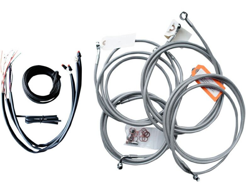 ハンドルバー ケーブル＆ハーネス＆ブレーキラインキット 2008〜13年ツーリング ステンレスメッシュ ミニエイプ