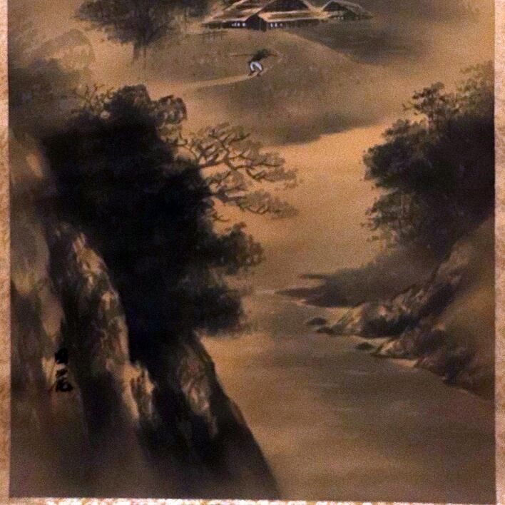 割引 國麗・水墨山水画・印刷・掛軸・No.190514-01・梱包サイズ80 國麗