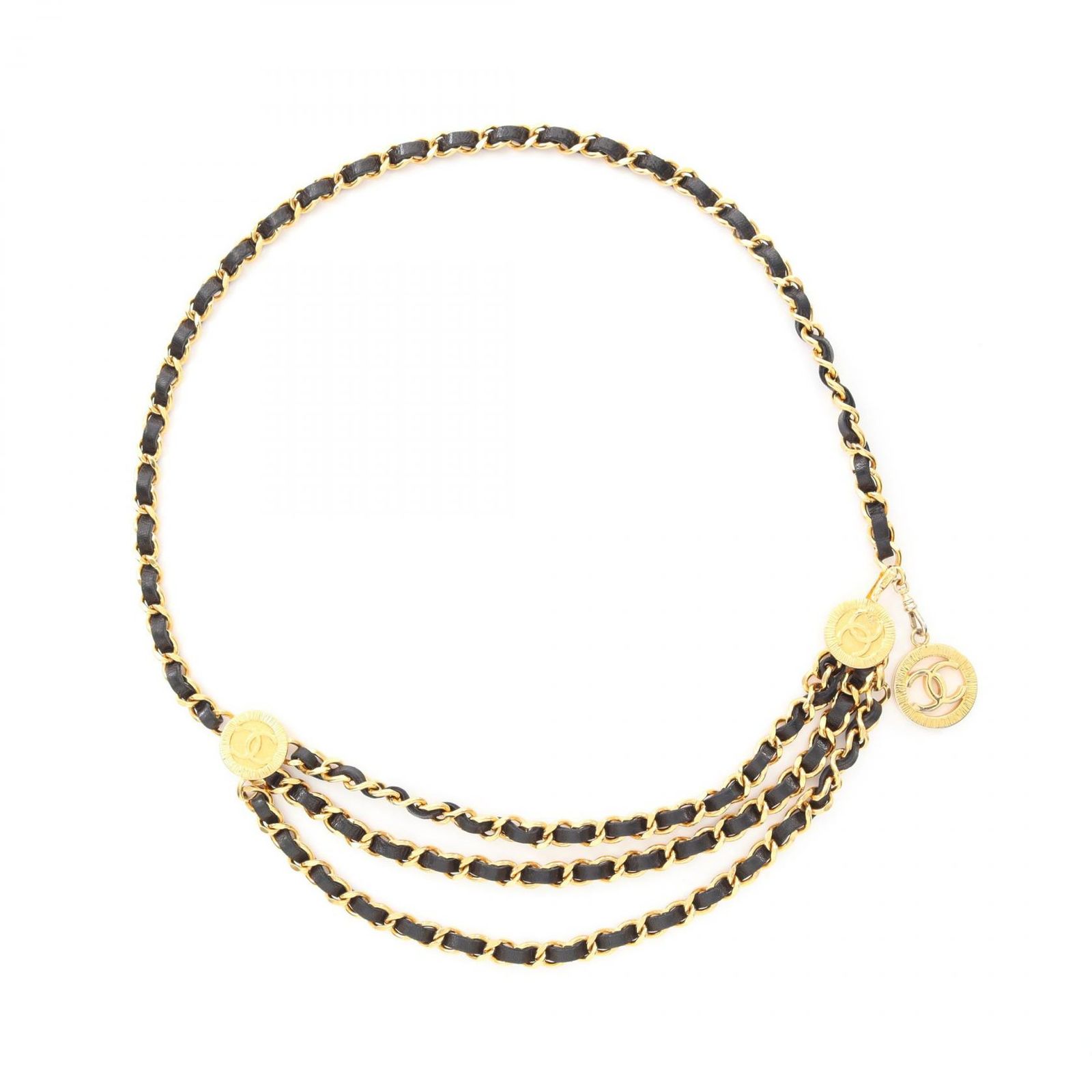 シャネル CHANEL ベルト ココマーク チェーンベルト レザー チェーン