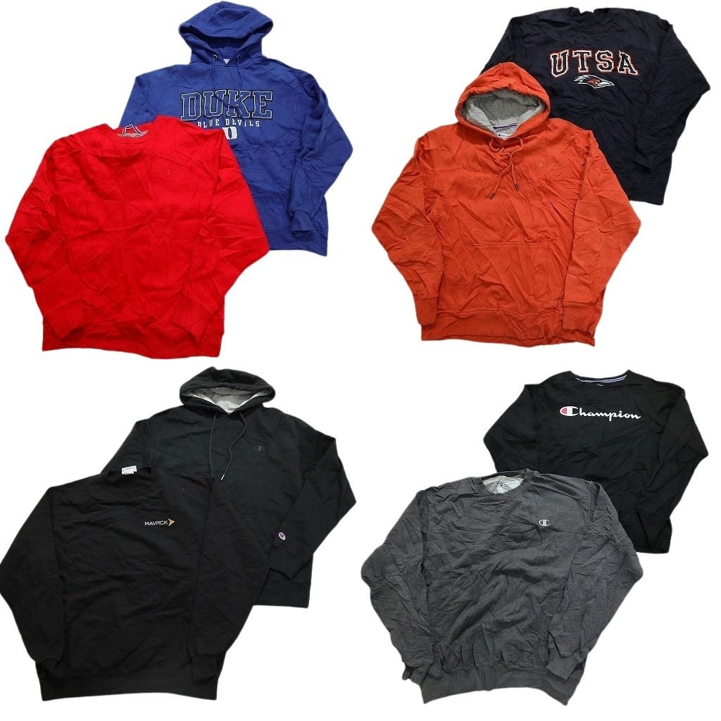 古着卸 まとめ売り チャンピオン Champion スウェット 8枚セット メンズ L フーディー チームロゴ カレッジ風 古着 NC0980