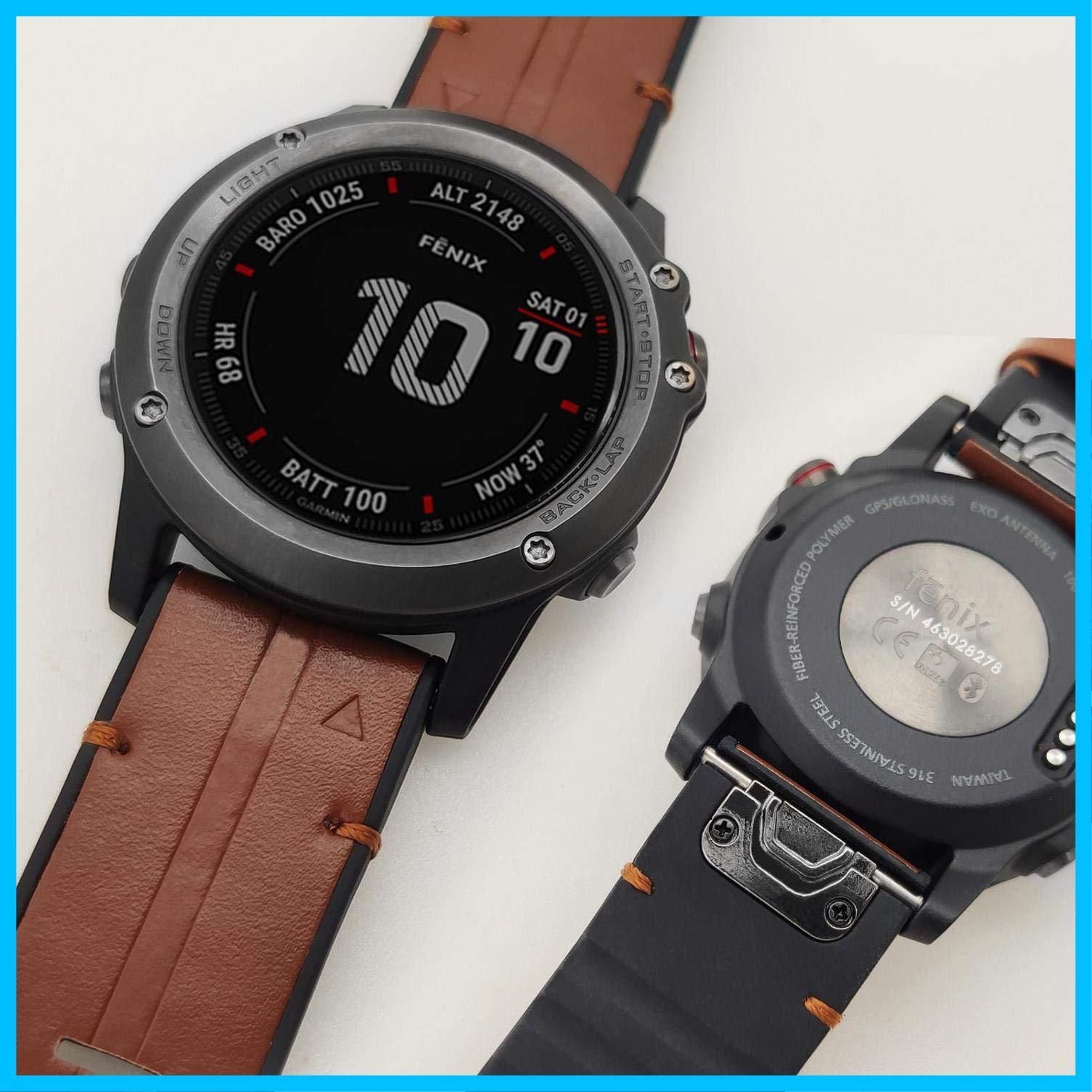 for GARMIN(ガーミン) Fenix 7X / Fenix 6X / Fenix 5X / Tactix Delta/Tactix 7  Pro/Enduro 2 バンド用 Ahayo QuickFit 26mm 交換本革シリコンハイブリッドデザインの - メルカリ