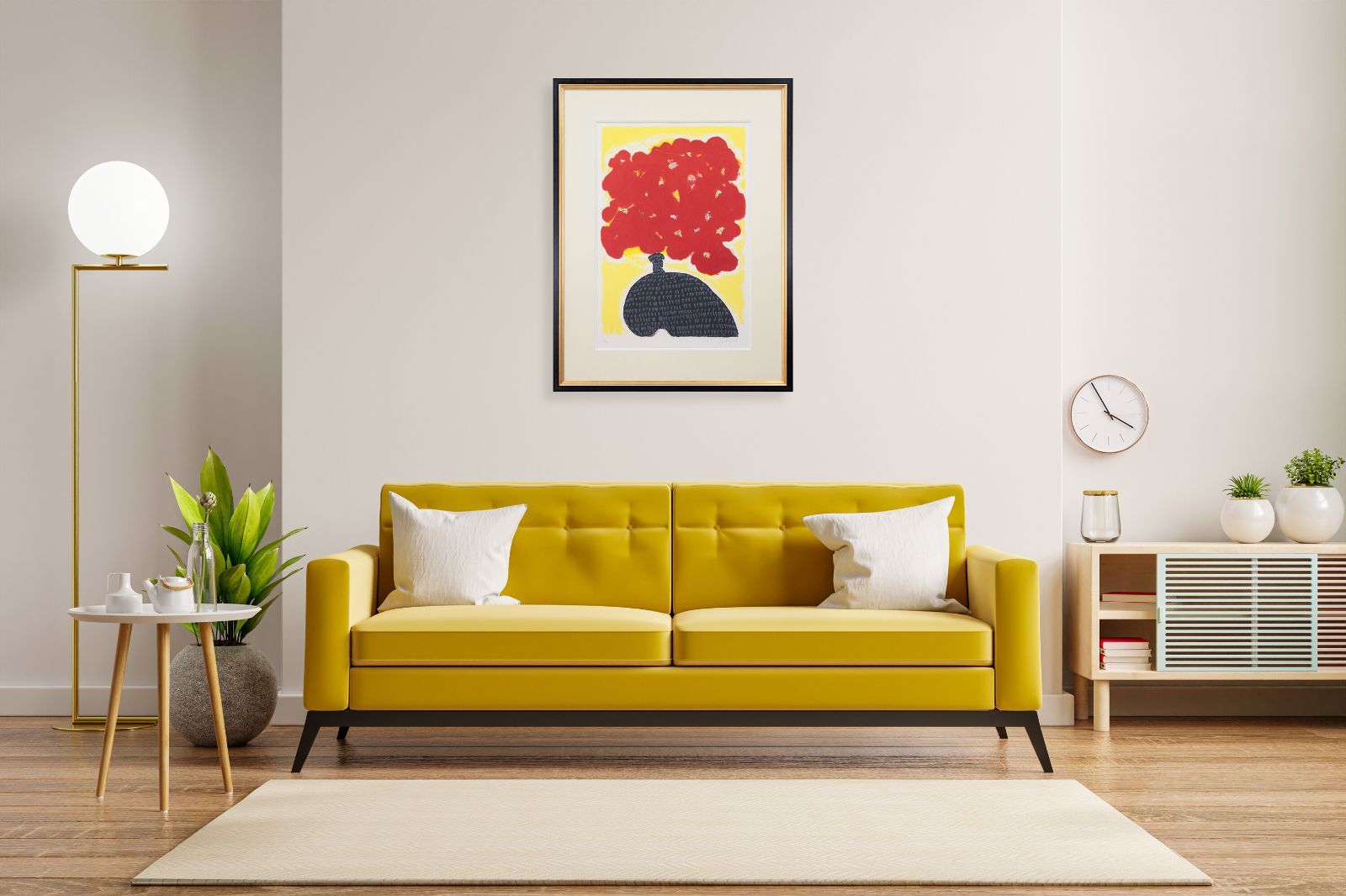 貝殻と赤い花のリトグラフ gallery-uchida_p2-2310-11-n