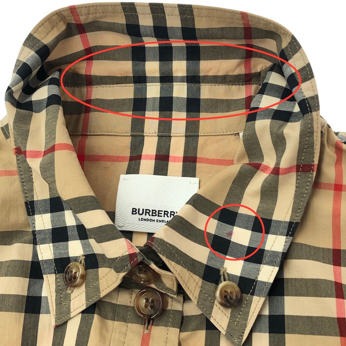 BURBERRY LONDON バーバリーロンドン ノバチェック柄シャツ ボタンダウン ブラウス サイズ:36  ベージュ  レディース 　240001128276 BURBERRY LONDON バーバリーロンドン ノバチェック柄シャツ ボタン