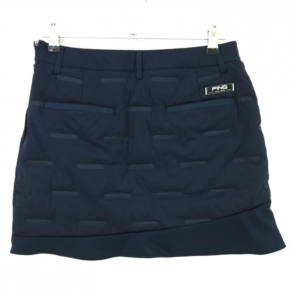 新品】ピン 中綿スカート ネイビー 凹凸生地 レディース L
