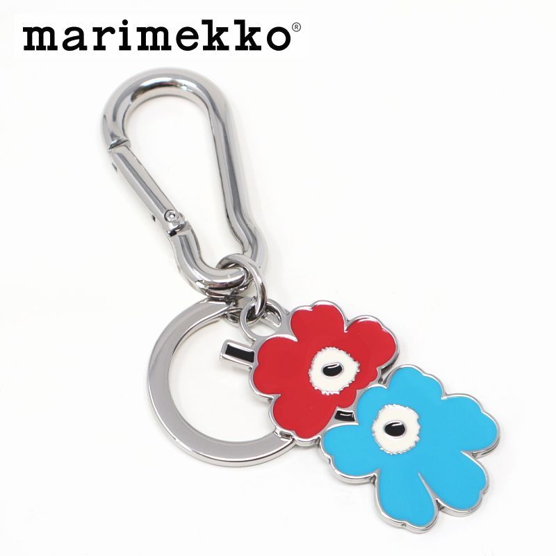 マリメッコ キーホルダー ウニッコ ターコイズ × レッド marimekko キーリング No.530 31 Puhallus Unikko I プレゼント おしゃれ ギフト 結婚祝い 花柄 小物 雑貨 キーチェーン