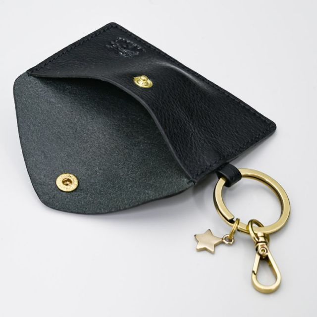 【希少】イルビゾンテ 名刺入れ レザー シボ革 金ボタン ロゴ刻印 黒 極美品 新品 イルビゾンテ カードケース 名刺入れ メンズ レディース