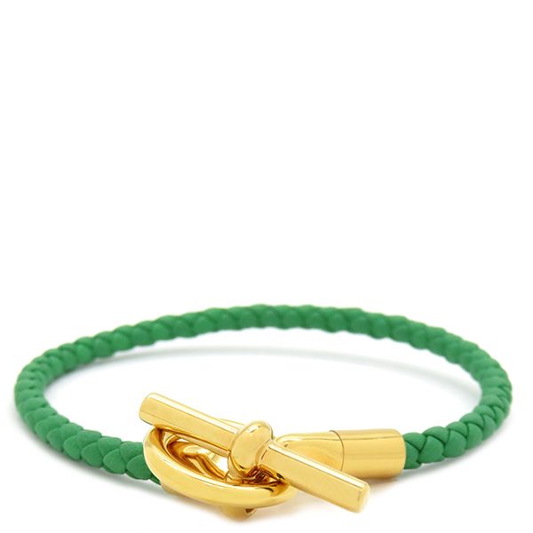 エルメス HERMES ブレスレット グレナン レザー GP グリーン×ゴールド