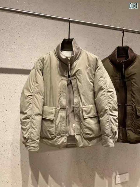 XL 秋冬 コーデ メンズ 服 シンプル ファッション オシャレ 大人 かっこいい 大きいサイズ ストリート 紳士服 フェイク ツーピース ニット 襟 90 ホワイトダックダウン ジャケット 冬 プレート ボタン 暖かい KANDAIZUMI_COM